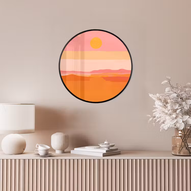 Zon - Abstract - Landschap - Oranje Fotolijst rond zonder passe partout klein -sfeer3