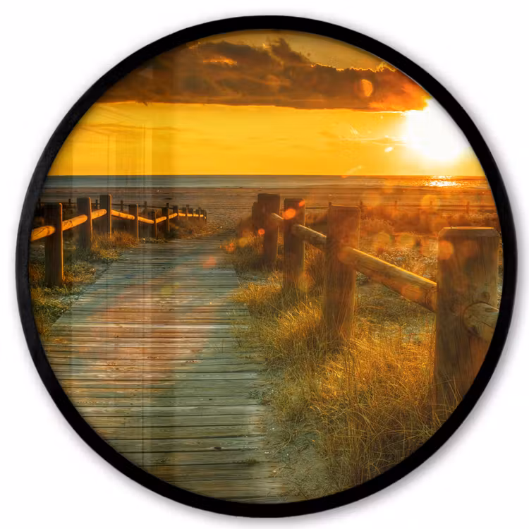 Zon - Strand - Duin - Horizon - Gras - Pad - Oranje Fotolijst rond zonder passe partout klein -3d