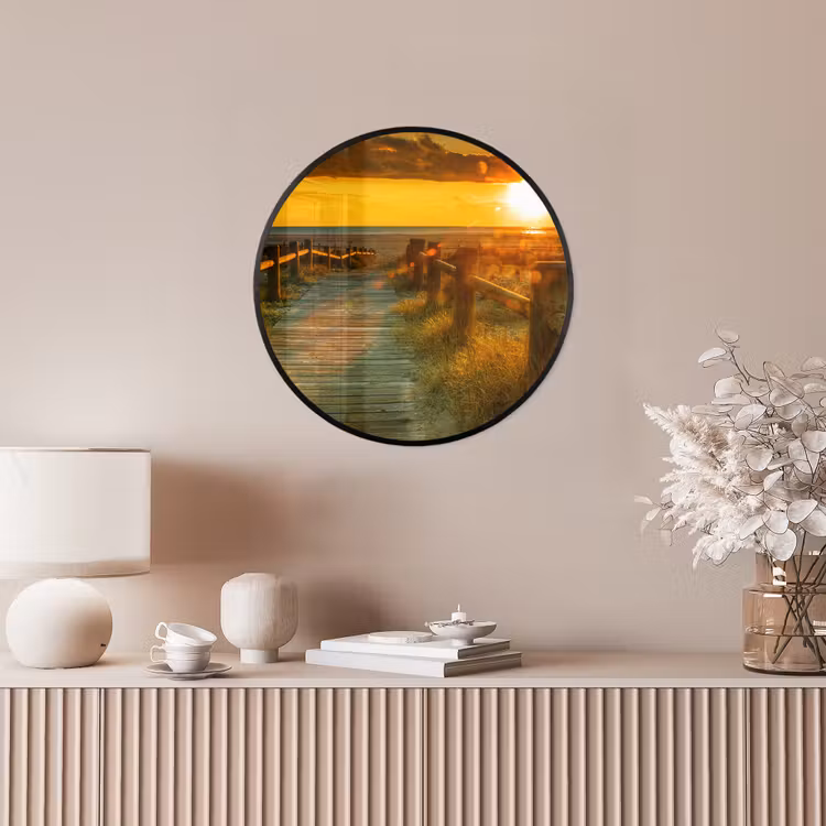 Zon - Strand - Duin - Horizon - Gras - Pad - Oranje Fotolijst rond zonder passe partout klein -sfeer3