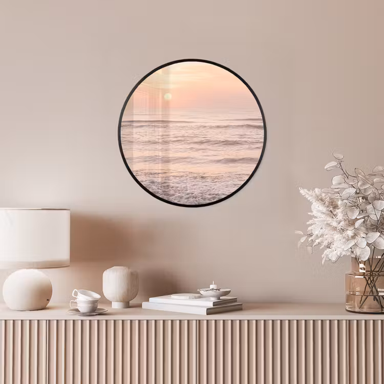 Zon - Strand - Roze Fotolijst rond zonder passe partout klein -sfeer3