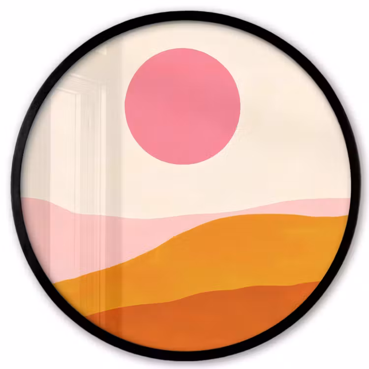 Zon - Heuvels - Abstract - Roze Fotolijst rond zonder passe partout klein -3d