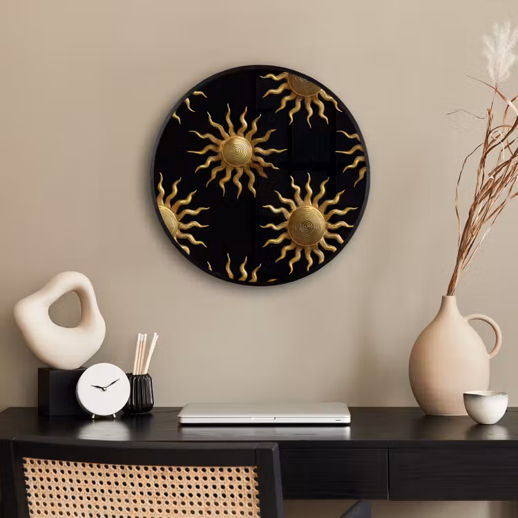 Zon - Patroon - Luxe - Goud - Zwart Fotolijst rond zonder passe partout klein 856 -sfeer1