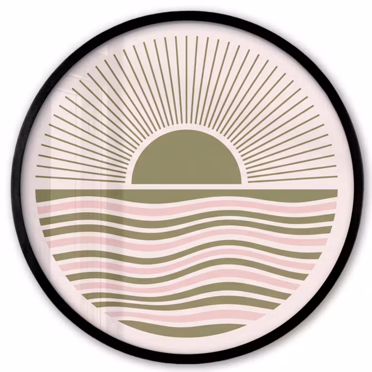 Zon - Zee - Abstract - Modern - Roze Fotolijst rond zonder passe partout klein -3d
