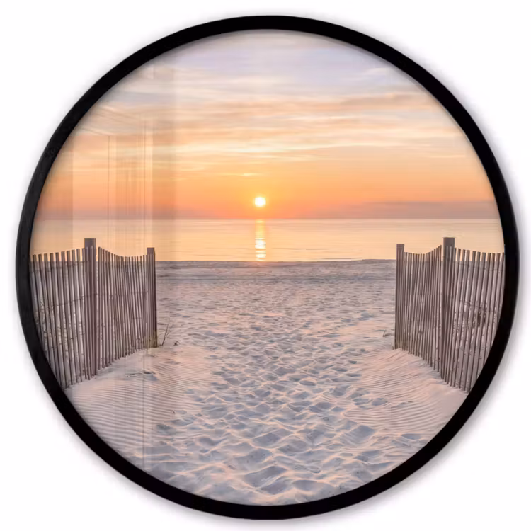 Zonsondergang - Strand - Zand Fotolijst rond zonder passe partout klein -3d