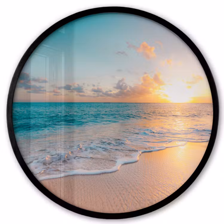 Zonsondergang - Strand - Zee - Zomer - Blauw Fotolijst rond zonder passe partout klein -3d