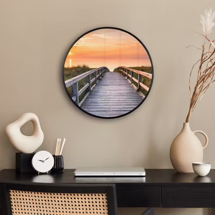 Zonsonderang - Zee - Pad - Gras - Duin - Vogels Fotolijst rond zonder passe partout klein -sfeer1