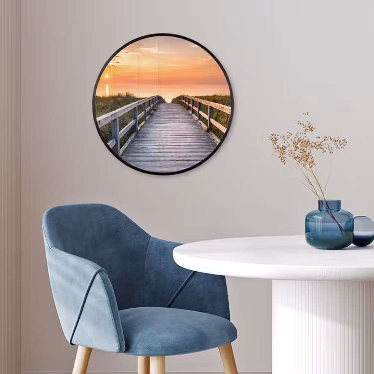 Zonsonderang - Zee - Pad - Gras - Duin - Vogels Fotolijst rond zonder passe partout klein -sfeer2