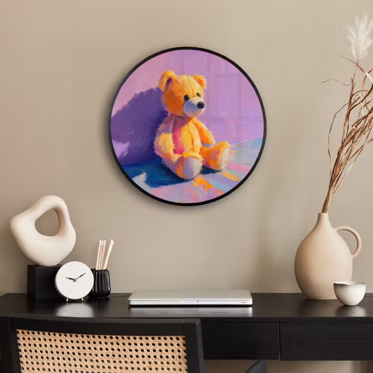 Teddybeer - Schaduw - Penseelstreken - Paars Fotolijst rond zonder passe partout klein -sfeer1