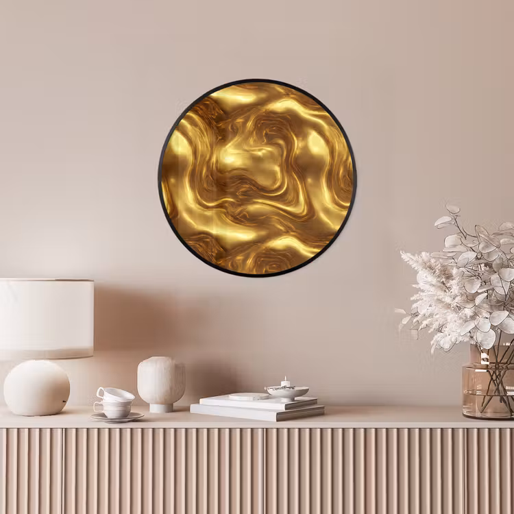 Textuur - Vloeibaar - Organisch - Goud Fotolijst rond zonder passe partout klein 856 -sfeer3