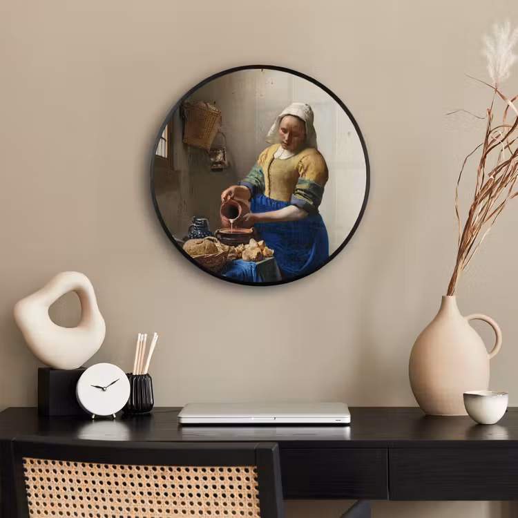 Het melkmeisje - Kunst - Oude meesters - Vermeer Fotolijst rond zonder passe partout klein -sfeer1