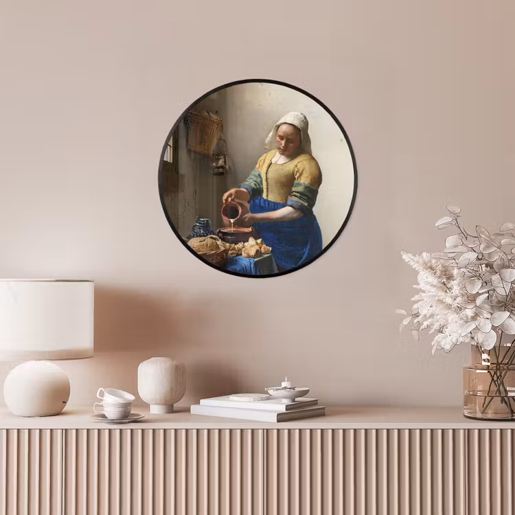 Het melkmeisje - Kunst - Oude meesters - Vermeer Fotolijst rond zonder passe partout klein -sfeer3