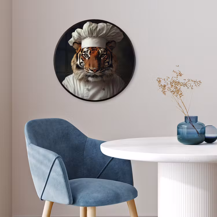 Tijger - Kokskleding - Bruin Fotolijst rond zonder passe partout klein -sfeer2