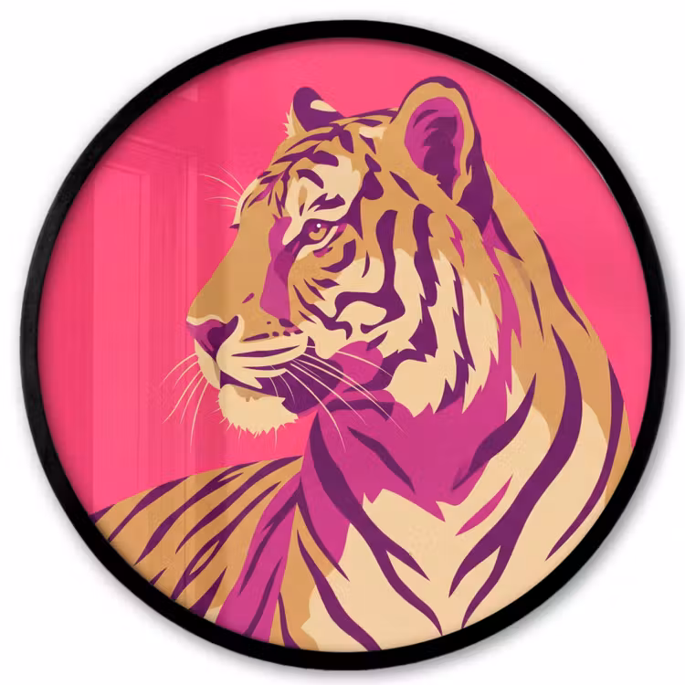 Tijger - Modern - Neon Fotolijst rond zonder passe partout klein -3d