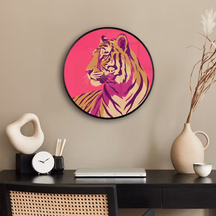 Tijger - Modern - Neon Fotolijst rond zonder passe partout klein -sfeer1