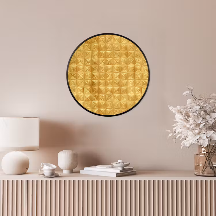 Tegels - Geometrisch - Reliëf - Goud Fotolijst rond zonder passe partout klein 856 -sfeer3