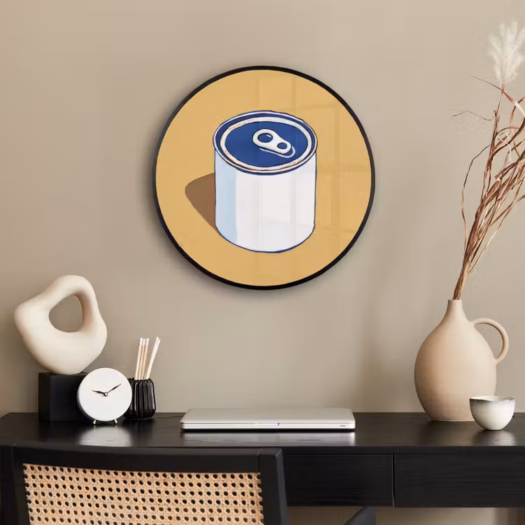 Blikje - Minimalistisch - Blauw - Illustratie Fotolijst rond zonder passe partout klein -sfeer1