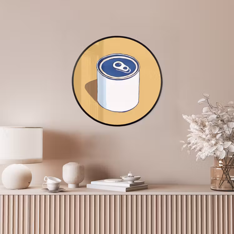 Blikje - Minimalistisch - Blauw - Illustratie Fotolijst rond zonder passe partout klein -sfeer3