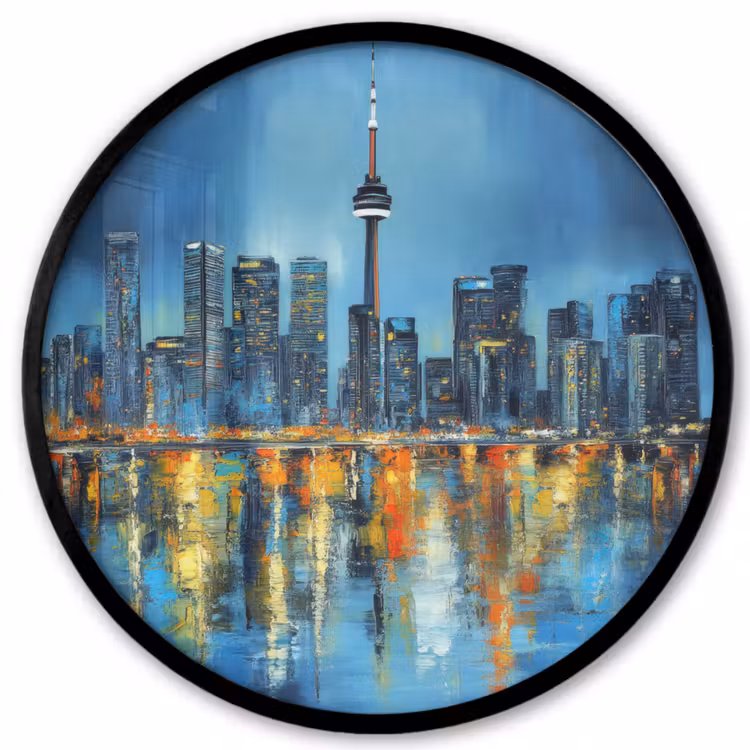 Skyline Toronto - Water - Stadslichten - Toren Fotolijst rond zonder passe partout klein -3d