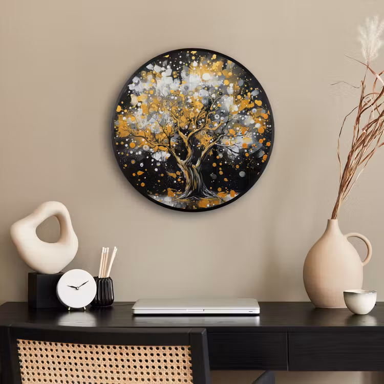 Boom - Zwart - Goud - Wit - Modern Fotolijst rond zonder passe partout klein -sfeer1