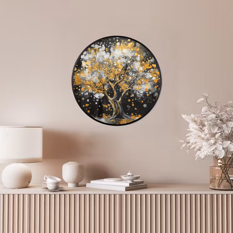 Boom - Zwart - Goud - Wit - Modern Fotolijst rond zonder passe partout klein -sfeer3