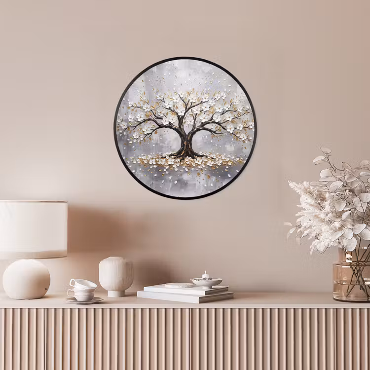 Boom - Bloemen - Natuur - Abstract - Wit Fotolijst rond zonder passe partout klein -sfeer3