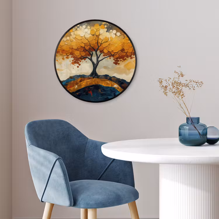 Boom - Natuur - Goud - Modern Fotolijst rond zonder passe partout klein -sfeer2