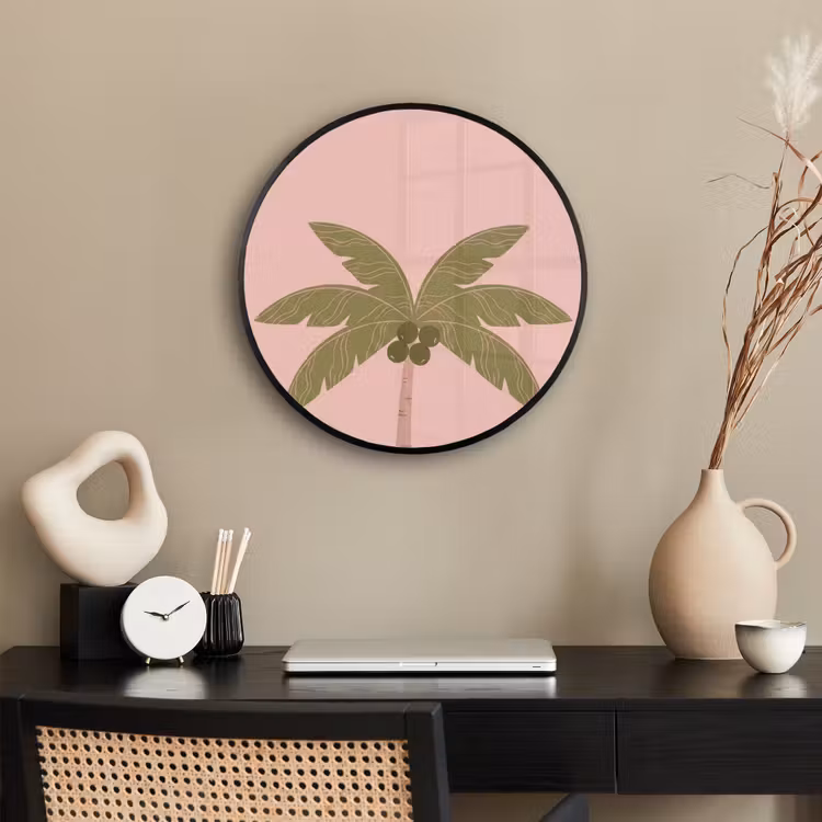 Boom - Palm - Natuur - Illustratie - Roze Fotolijst rond zonder passe partout klein -sfeer1