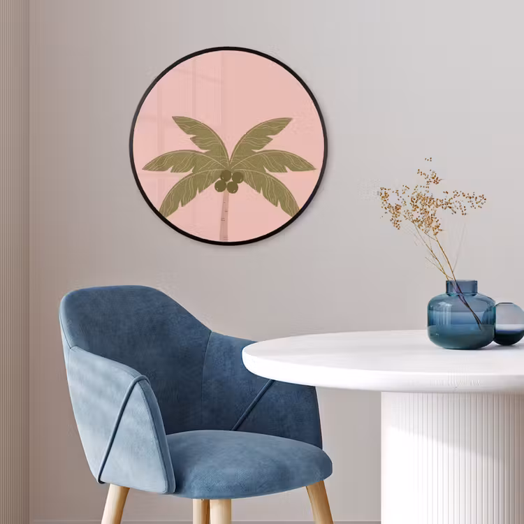 Boom - Palm - Natuur - Illustratie - Roze Fotolijst rond zonder passe partout klein -sfeer2