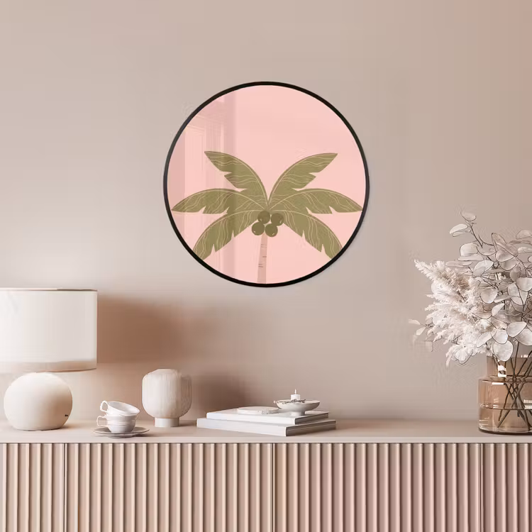 Boom - Palm - Natuur - Illustratie - Roze Fotolijst rond zonder passe partout klein -sfeer3
