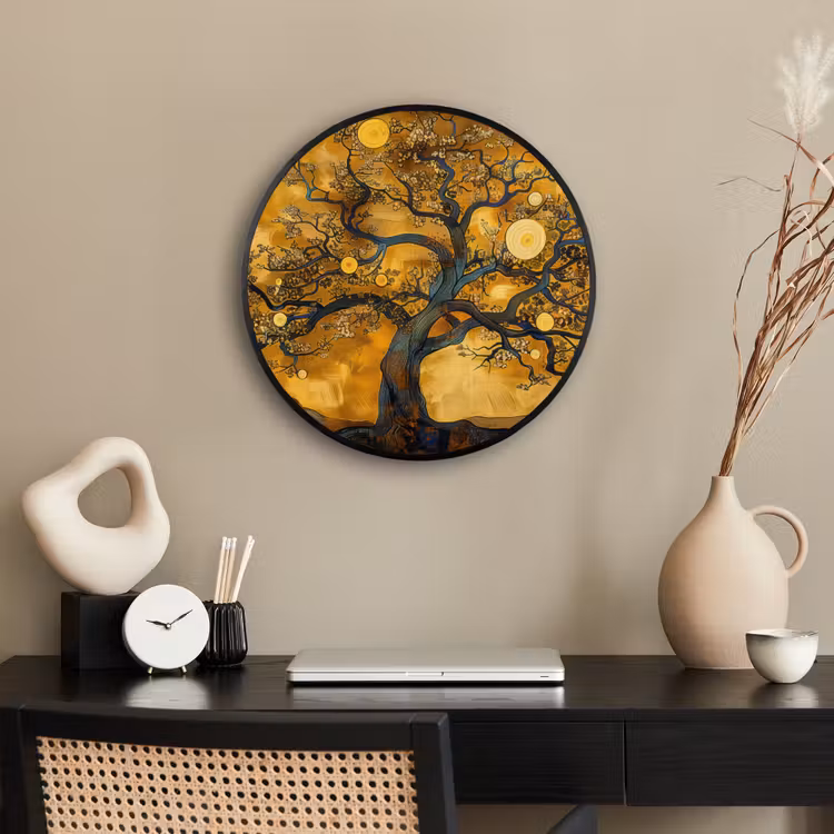 Boom - Levensboom - Abstract - Goud Fotolijst rond zonder passe partout klein -sfeer1
