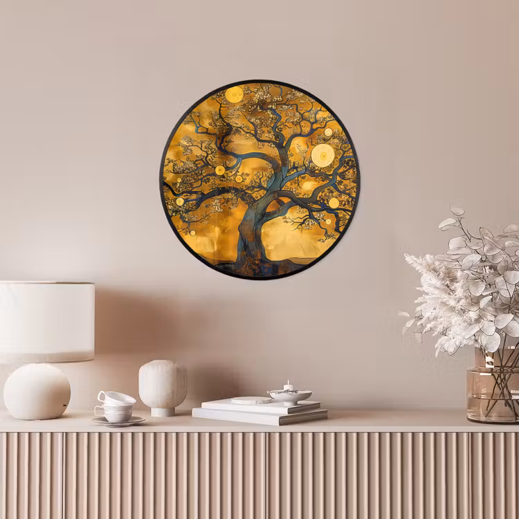 Boom - Levensboom - Abstract - Goud Fotolijst rond zonder passe partout klein -sfeer3