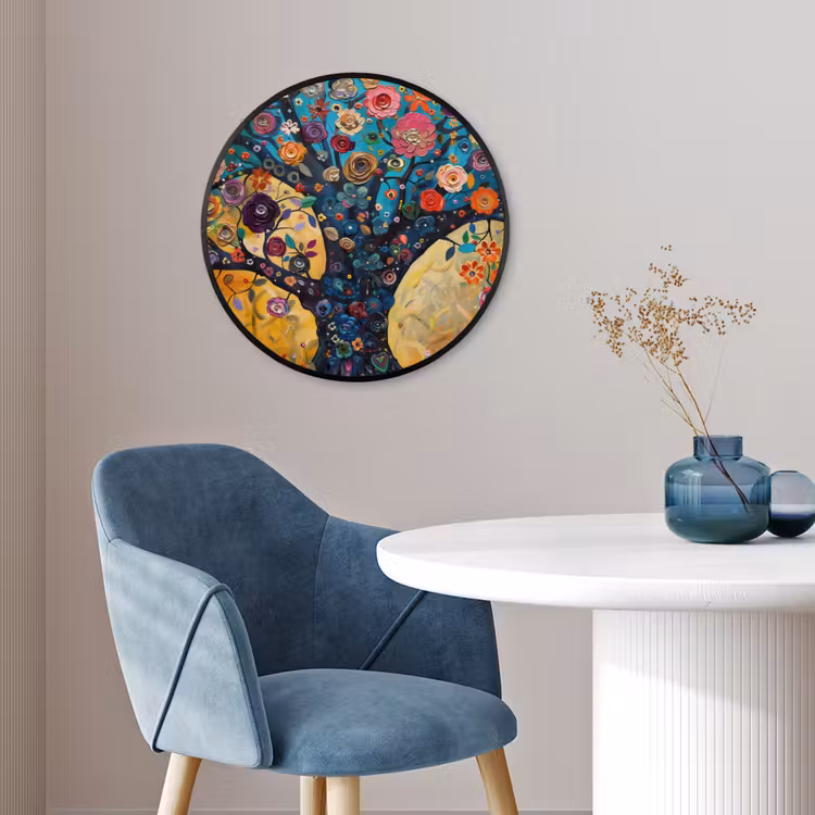 Boom - Levensboom - Kleurrijk - Bloemen - Modern Fotolijst rond zonder passe partout klein -sfeer2