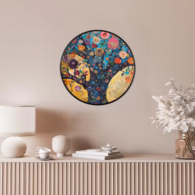 Boom - Levensboom - Kleurrijk - Bloemen - Modern Fotolijst rond zonder passe partout klein -sfeer3