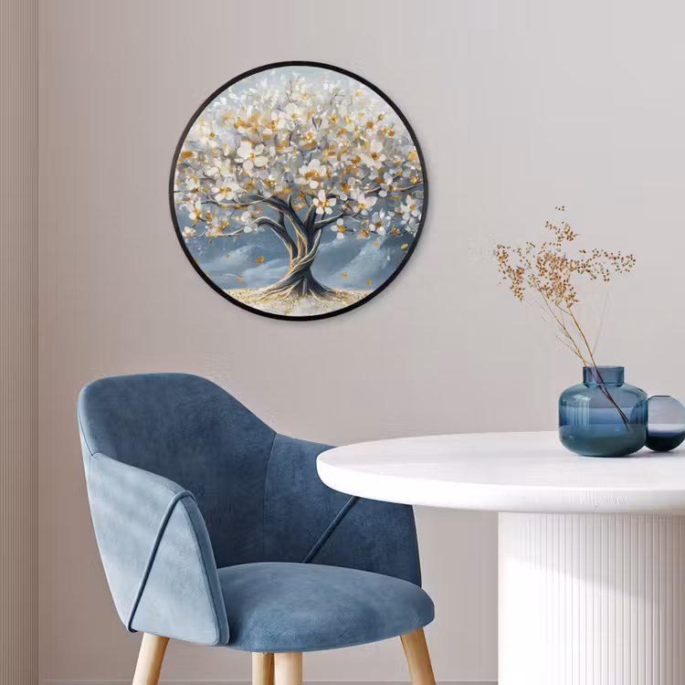 Boom - Winter - Levensboom - Modern - Goud Fotolijst rond zonder passe partout klein -sfeer2