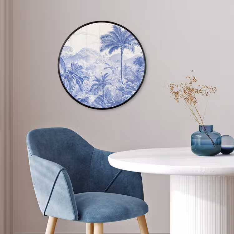 Tropisch - Jungle - Blauw Fotolijst rond zonder passe partout klein -sfeer2