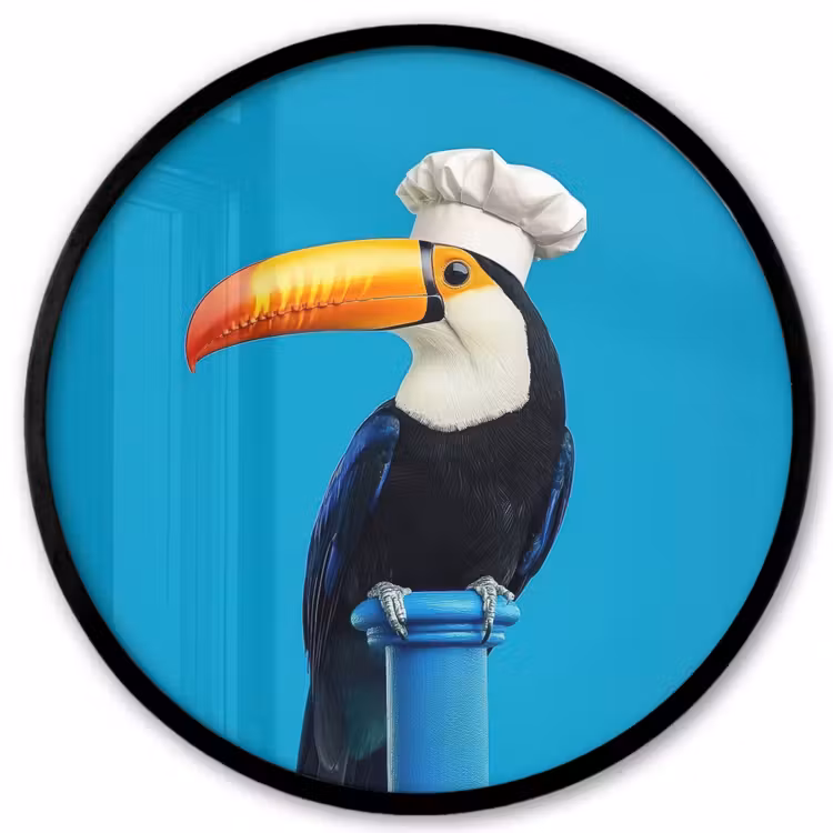 Tucan - Sokkel - Vogel - Koksmuts Fotolijst rond zonder passe partout klein -3d