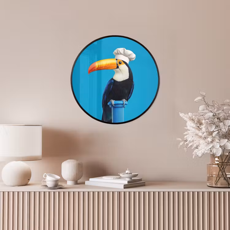 Tucan - Sokkel - Vogel - Koksmuts Fotolijst rond zonder passe partout klein -sfeer3