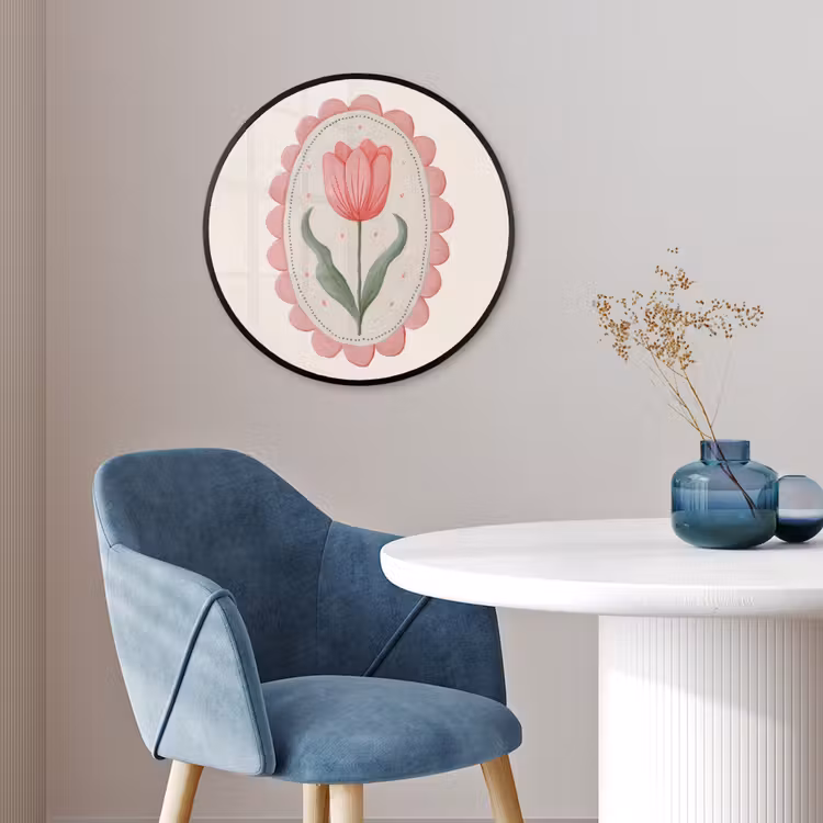 Tulp - Lijst - Ovaal - Illustratie Fotolijst rond zonder passe partout klein -sfeer2