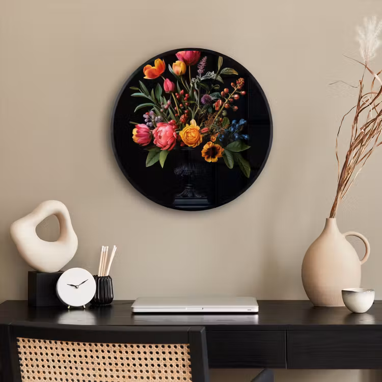 Tulpen - Bessen - Boeket - Vaas Fotolijst rond zonder passe partout klein -sfeer1