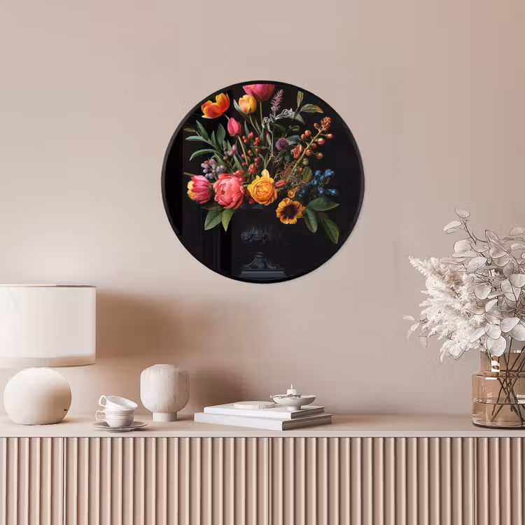 Tulpen - Bessen - Boeket - Vaas Fotolijst rond zonder passe partout klein -sfeer3