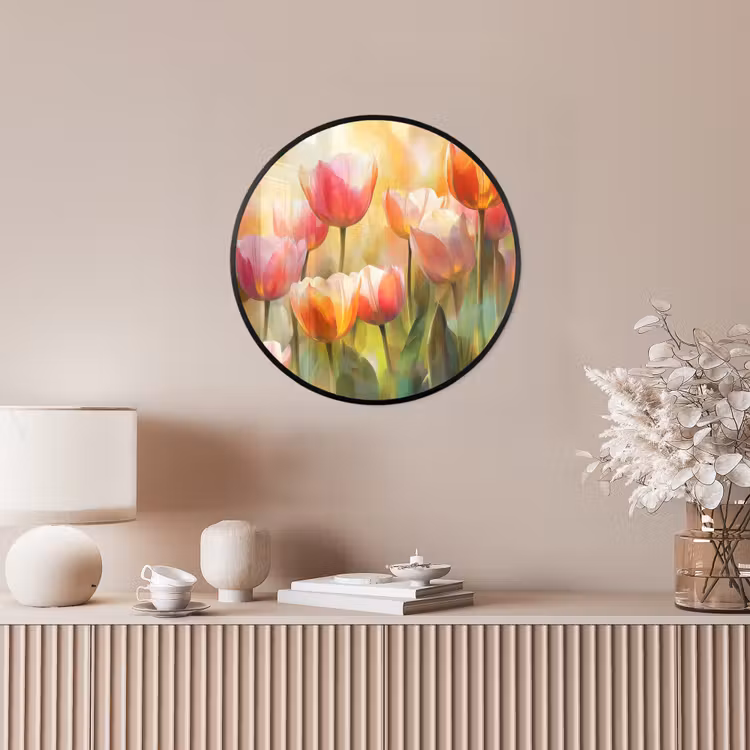 Tulpen - Sprookjesachtig - Kleurrijk Fotolijst rond zonder passe partout klein -sfeer3