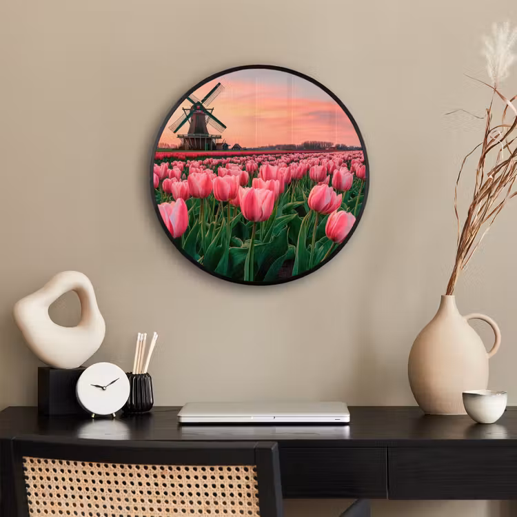 Tulpen - Molen - Nederland Fotolijst rond zonder passe partout klein -sfeer1
