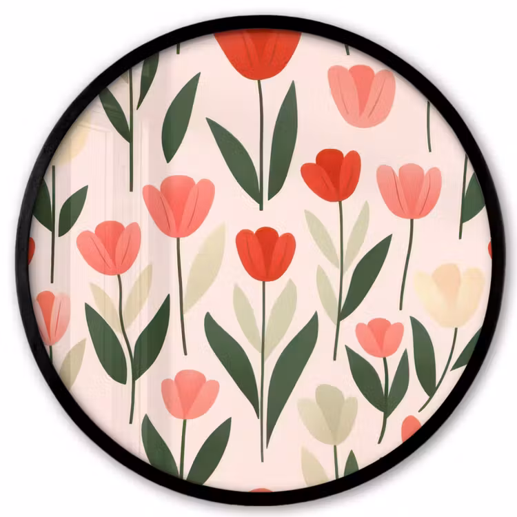 Tulpen - Modern - Roze Fotolijst rond zonder passe partout klein -3d