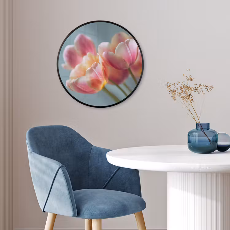 Tulpen - Roze - Stelen Fotolijst rond zonder passe partout klein -sfeer2