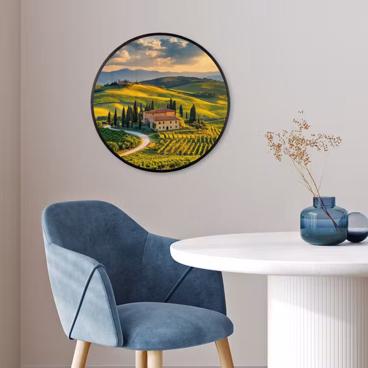 Toscane - Landschap - Wijngaarden Fotolijst rond zonder passe partout klein -sfeer2