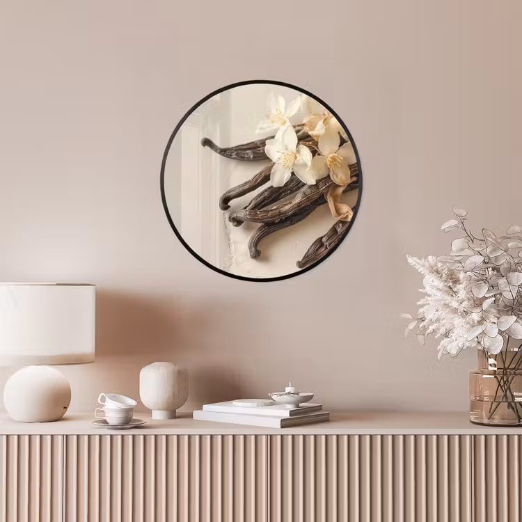 Vanille - Bloemen - Beige Fotolijst rond zonder passe partout klein -sfeer3