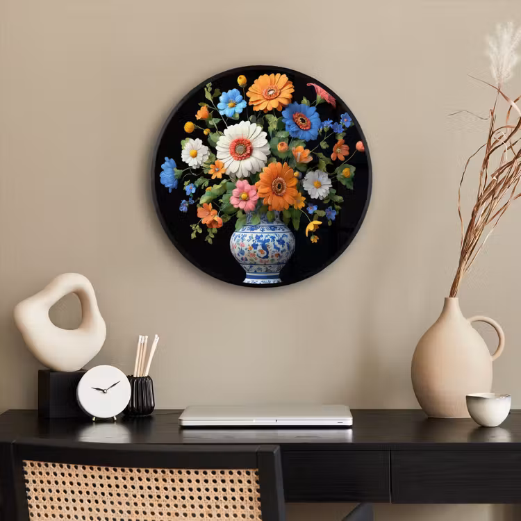 Vaas - Boeket - Bloemen - Kleur Fotolijst rond zonder passe partout klein -sfeer1