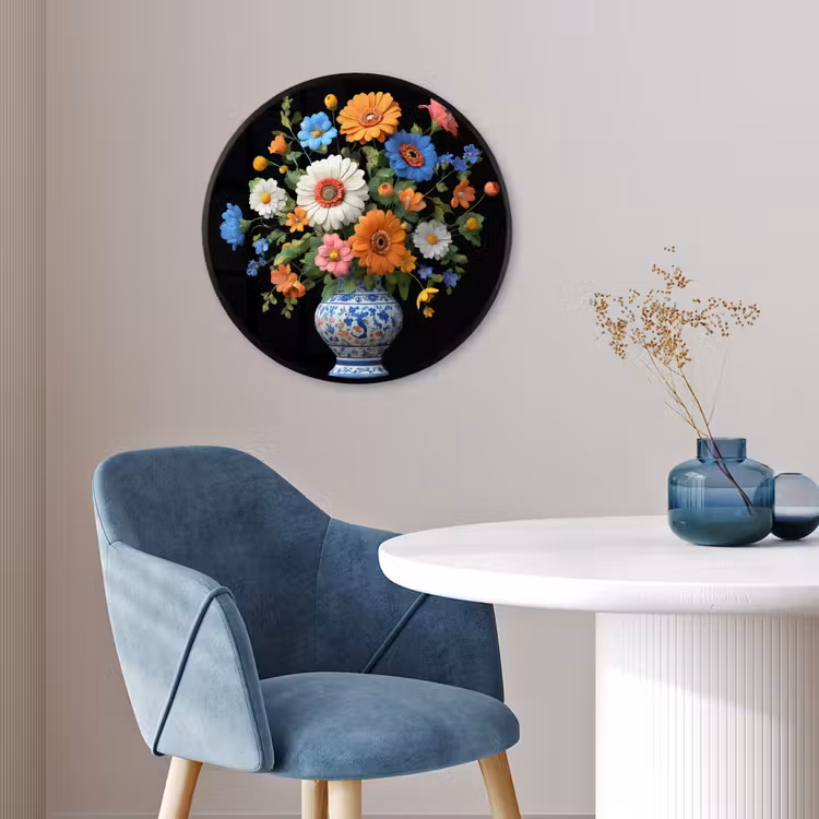 Vaas - Boeket - Bloemen - Kleur Fotolijst rond zonder passe partout klein -sfeer2