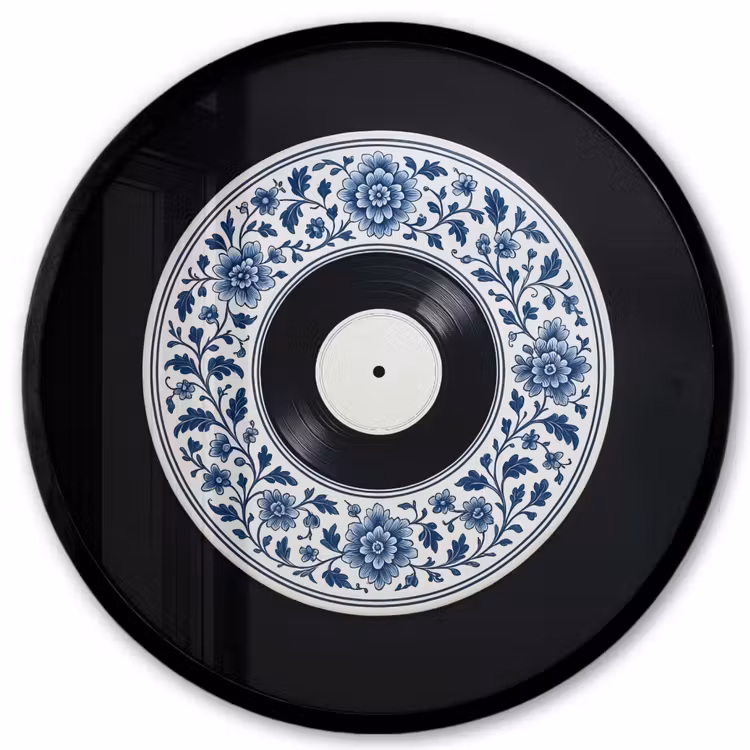 Vinyl - LP - Delfts Blauw - Muziek Fotolijst rond zonder passe partout klein -3d