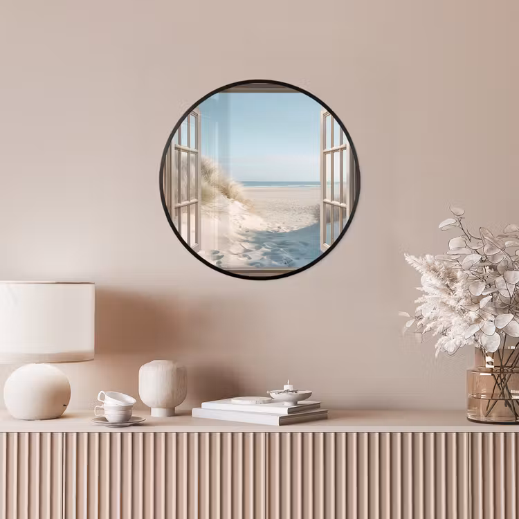 Doorkijk - Helmgras - Duinen - Zee - Landschap Fotolijst rond zonder passe partout klein -sfeer3